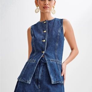 NWT Meshki Abel Denim Top